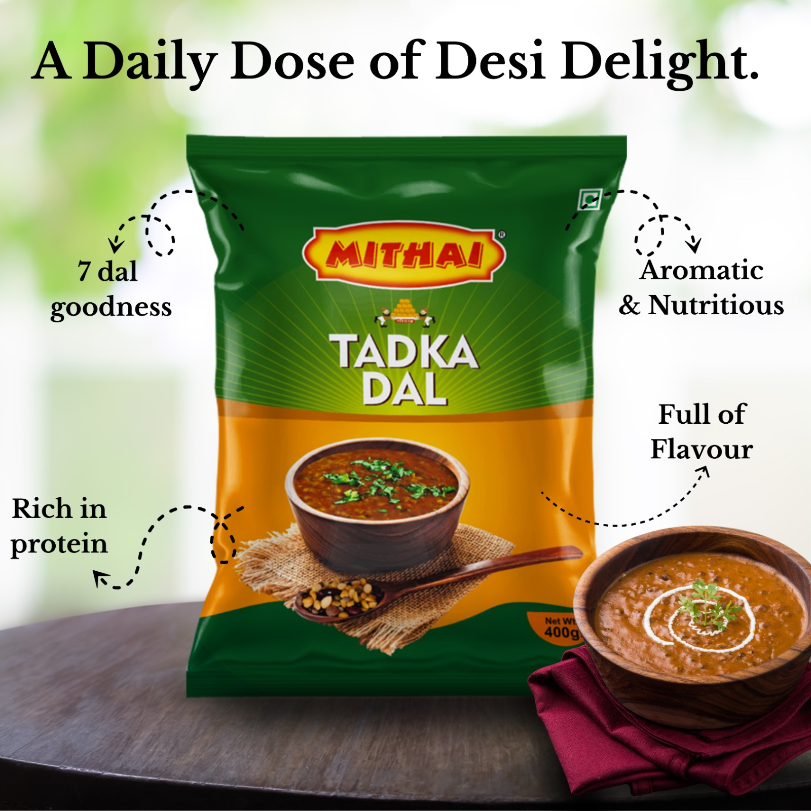 Mithai Ready to Cook Tadka Dal- 800gm (Pack of 2*400)